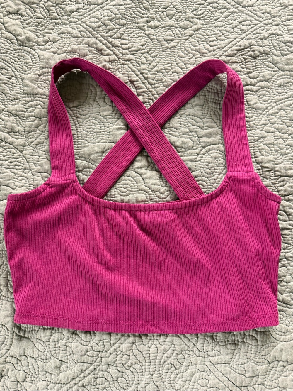 House of Harlow 1960 Ribbed Cross-Back Bralette in Fuchsia